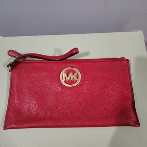 Michael Kors Leather Wristlet bag in red